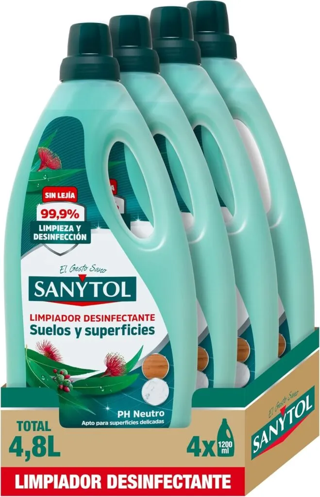 Sanytol Limpiahogar Desinfectante 1200 ml. Pack de 4 x 1.200 ML = 4,8L
